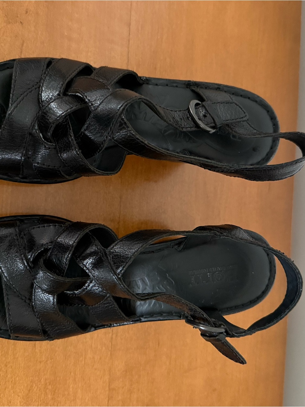Born Black Leather Platform Sandal Heels - Picture 2 of 8